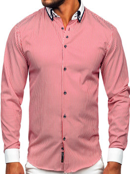 Бордова мужская рубашка маклерка с длинным рукавом Bolf 0909