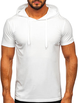 Біла чоловіча футболка з капюшоном без принту Bolf 8T89