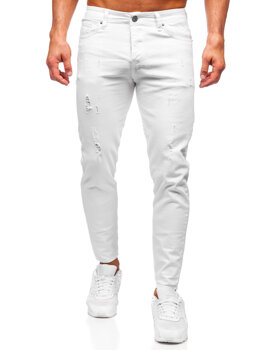 Білі чоловічі джинсові штани slim fit Bolf 5876