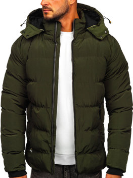 Зелена чоловіча стьобана зимова куртка Bolf 6906
