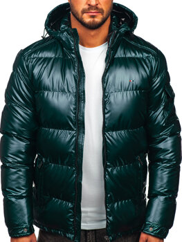 Зелена чоловіча стьобана зимова спортивна куртка Bolf EX2138