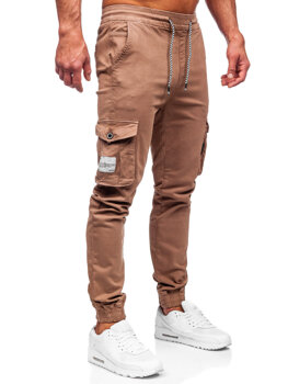 Коричневі тканинні штани чоловічі джоггери карго Bolf KA9233