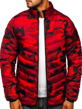 Куртка чоловіча зимова спортивна стьобана камуфляж-червона Bolf SM32