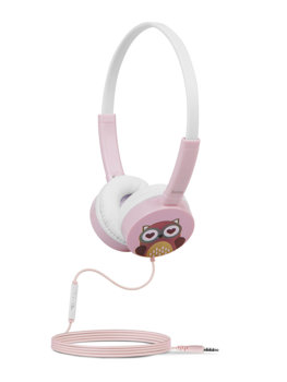 Рожеві дротяні навушники з мікрофоном для дітей W15
