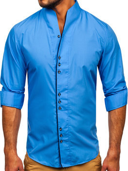 Синя чоловіча сорочка з довгим рукавом Bolf 5720