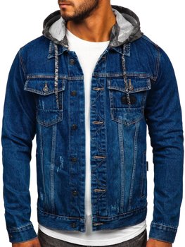 Темно-синя джинсова куртка з капюшоном Bolf RB9824-1