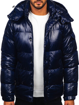 Темно-синя стьобана чоловіча зимова куртка Bolf 9970