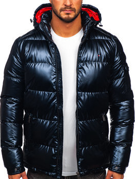Темно-синя чоловіча стьобана зимова спортивна куртка Bolf EX2138