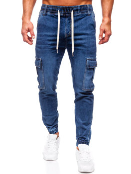 Темно-сині чоловічі джинси джоггери-карго Bolf 8117