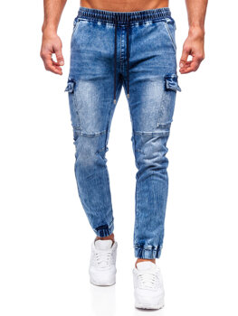Темно-сині чоловічі джинсові джоггери-карго Bolf MP0058B
