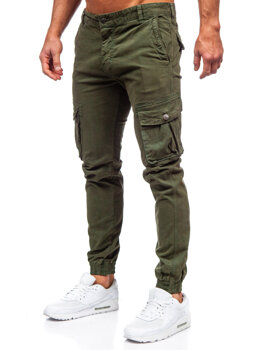 Хакі тканинні чоловічі штани-джоггери карго Bolf JM5502