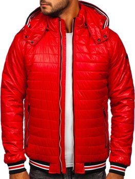 Червона демісезонна чоловіча стьобана куртка Bolf 6191