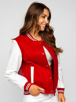 Червона жіноча стьобана демісезонна бейсбольна куртка-бомбер Bolf 16M9069