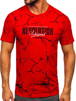 Червона чоловіча футболка з принтом Bolf 14717