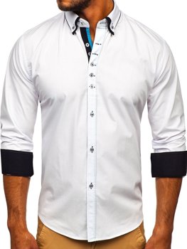 Чоловіча елегантна сорочка з довгим рукавом біла Bolf 3708