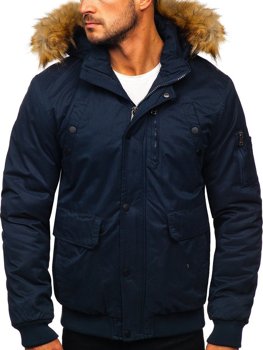 Чоловіча зимова куртка темно-синя Bolf 1778