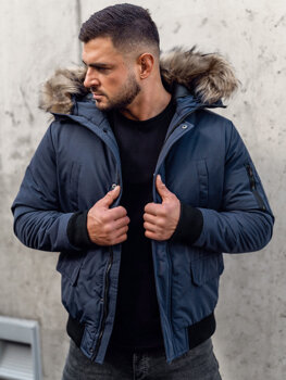 Чоловіча зимова куртка темно-синя Bolf 2019