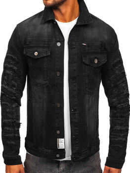 Чоловіча чорна джинсова куртка Bolf MJ523N