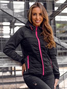 Чорна спортивна жіноча демісезонна куртка Bolf KSW4002A