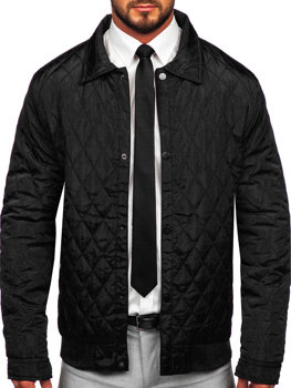 Чорна стьобана демісезонна чоловіча куртка Bolf M13081