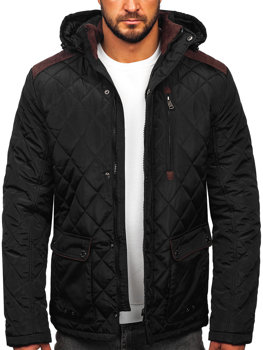 Чорна стьобана куртка чоловіча зимова Bolf A5618