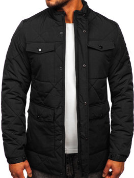 Чорна стьобана чоловіча демісезонна куртка Bolf 22M15