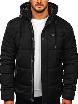 Чорна стьобана чоловіча зимова куртка Bolf EX2123
