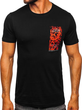 Чорна чоловіча бавовняна футболка з принтом 4F M487