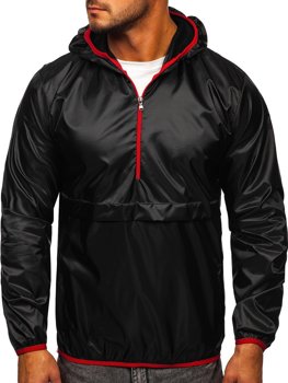Чорна чоловіча спортивна куртка-анорак з капюшоном BOLF 5061