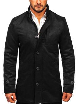 Чорне чоловіче зимове пальто з коміром-стійкою Bolf M3129