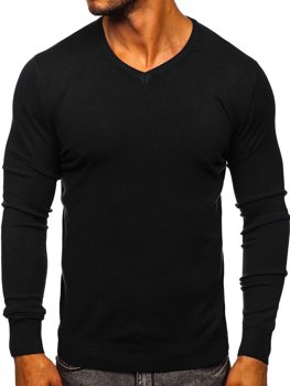 Чорний чоловічий светр з V-подібним вирізом Bolf YY03