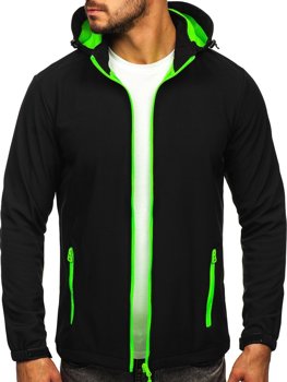 Чорно-зелена куртка чоловіча демісезонна Софтшелл Bolf HH017