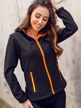 Чорно-помаранчева жіноча демісезонна куртка софтшелл Bolf HH018
