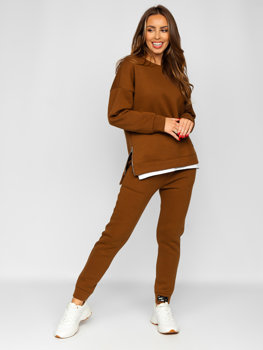 Шоколадний жіночий спортивний костюм-двійка Bolf T2247