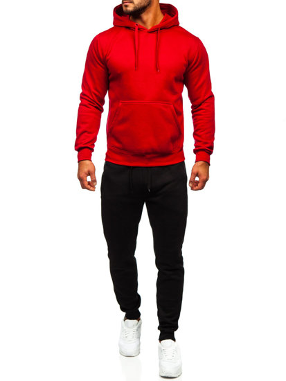 Бордовий чоловічий спортивний костюм з толстовкою з капюшоном Bolf D002