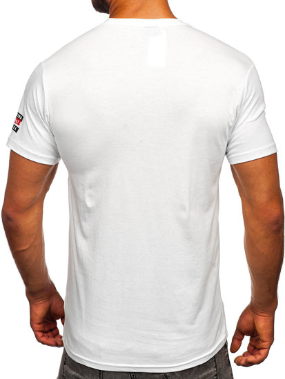 Біла бавовняна чоловіча футболка з принтом Bolf 14514