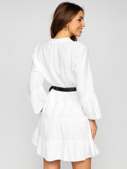 Біла жіноча муслінова сукня з оборками Bolf A2160