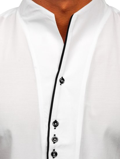 Біла чоловіча сорочка з коротким рукавом Bolf 5518