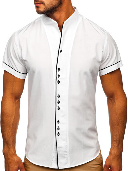 Біла чоловіча сорочка з коротким рукавом Bolf 5518