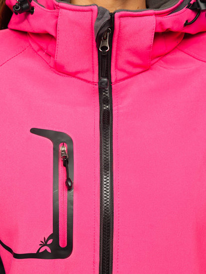 Жіноча демісезонна куртка софтшелл рожева Bolf 3077