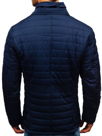 Куртка чоловіча демісезонна елегантна темно-синя Bolf EX201