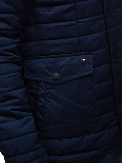 Куртка чоловіча демісезонна елегантна темно-синя Bolf EX201