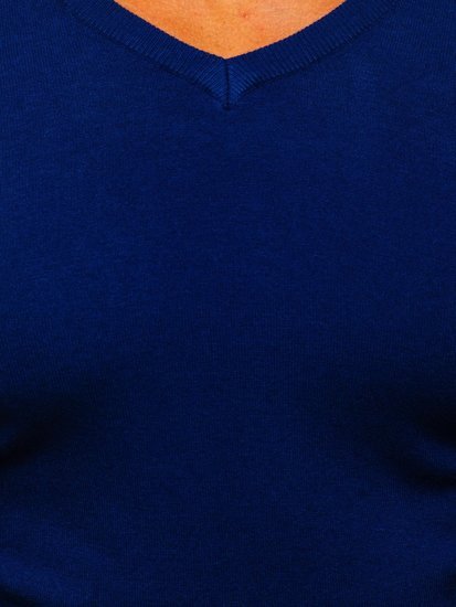 Синій Чоловічий светр з V-подібним вирізом Bolf YY03