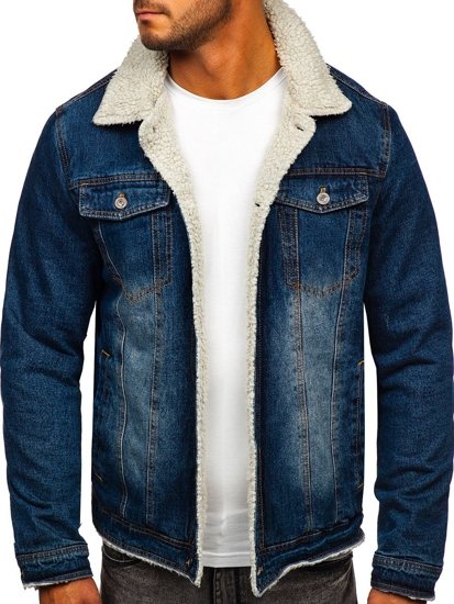 Темно-синя чоловіча джинсова демісезонна куртка Bolf 1155
