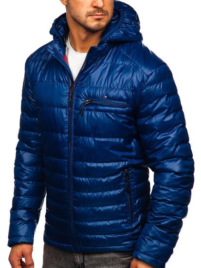 Темно-синя чоловіча стьобана спортивна демісезонна куртка Bolf 2066