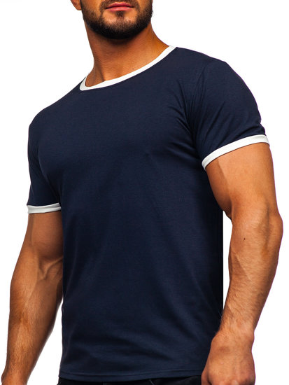 Темно-синя чоловіча футболка без принту Bolf 8T83
