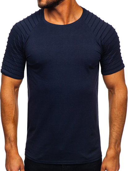 Темно-синя чоловіча футболка без принту Bolf 8T88
