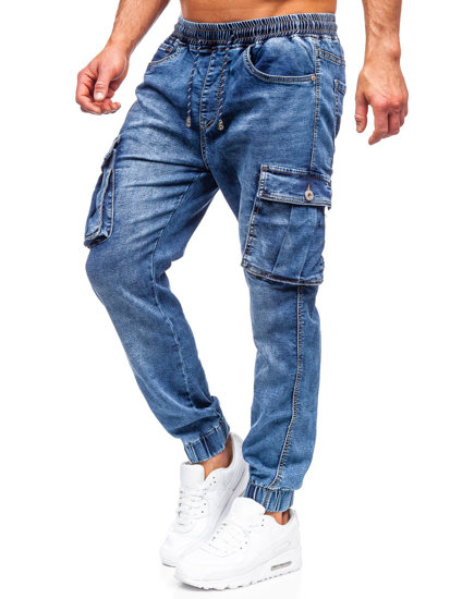 Темно-сині чоловічі джинсові джоггери-карго Bolf K10005-1