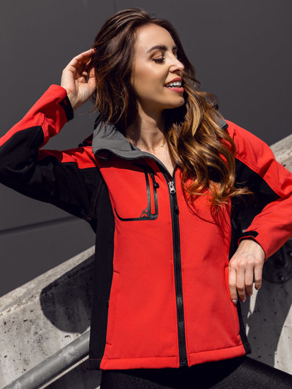 Червона жіноча демісезонна куртка софтшелл Bolf 3077