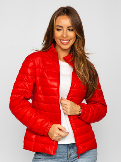Червона жіноча стьобана демісезонна куртка Bolf 5M706